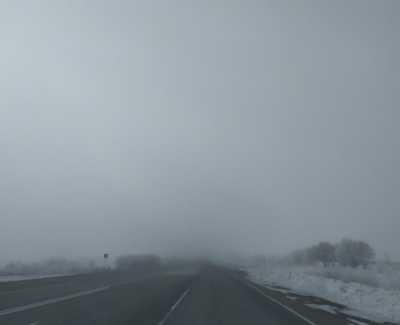 Автодорогу Абакан-Саяногорск заволокло туманом