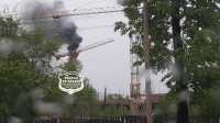 В Абакане башенный кран тушили пожарные
