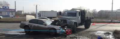 В Хакасии грузовик врезался в иномарку со стороны водителя