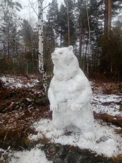 В Хакасии появился снежный медведь
