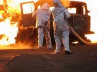 В Саяногорске загорелся грузовик