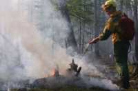 В Хакасии борются с огнём в лесу