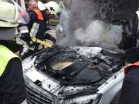 На федеральной трассе в Хакасии загорелся автомобиль