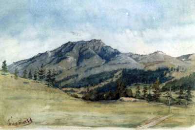 Этюд В.И. Сурикова «Гора Биштаг». 1873. Бумага, акварель.