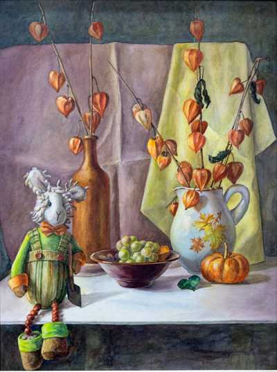 Фрагмент картины Любови Быстровой «Бяша и натюрморт». 