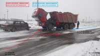 В Хакасии легковушка на скользкой дороге врезалась в грузовик