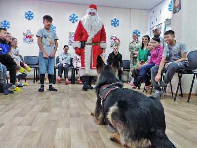 Дед Мороз и его пёс поздравили детей из реабилитационного центра в Хакасии