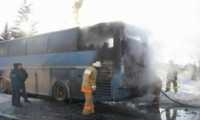 В Черногорске утром загорелся пассажирский автобус