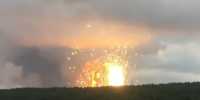 Момент взрыва на военном складе под Красноярском попал на видео